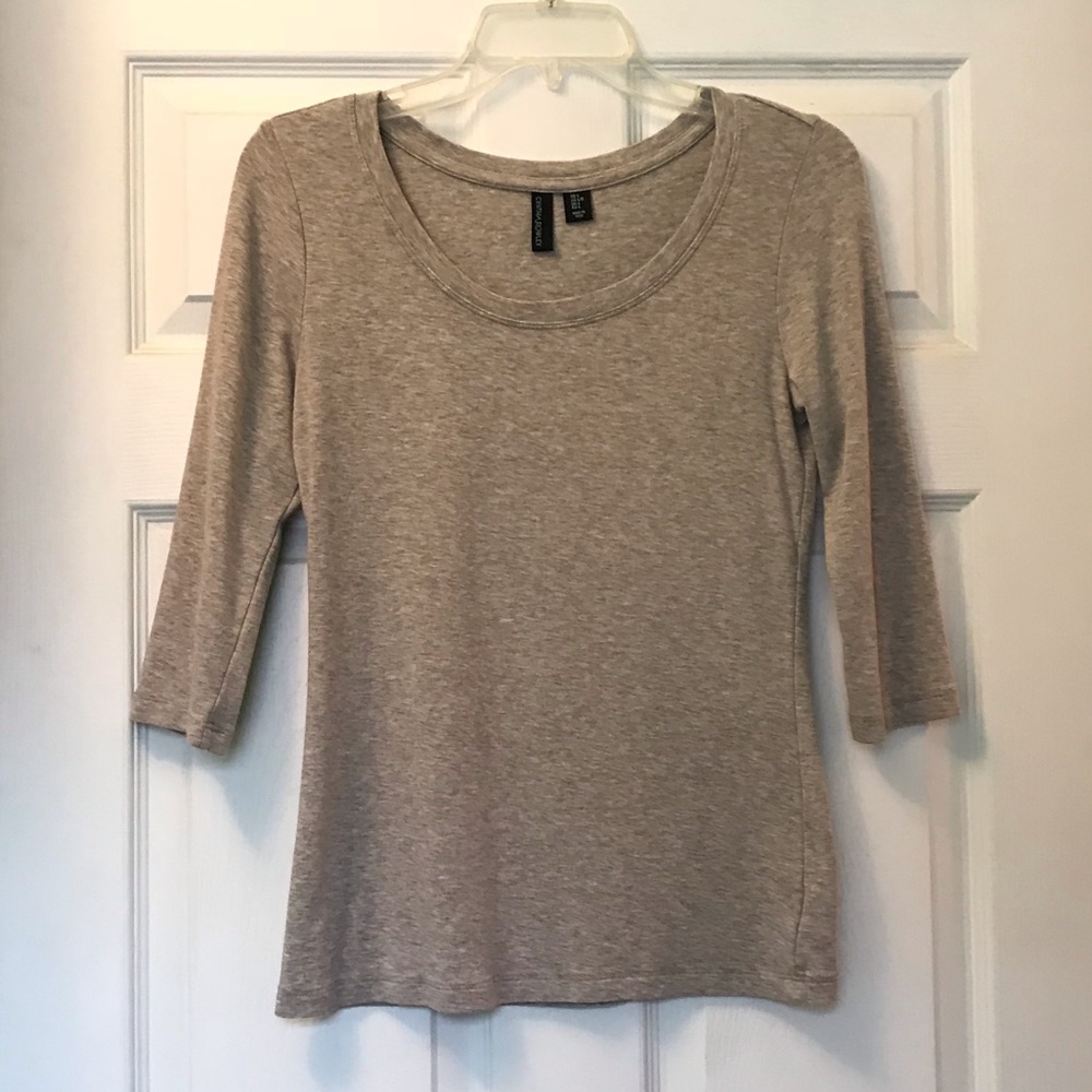 Cynthia Rowley 3/4 Sleeve Gray Top